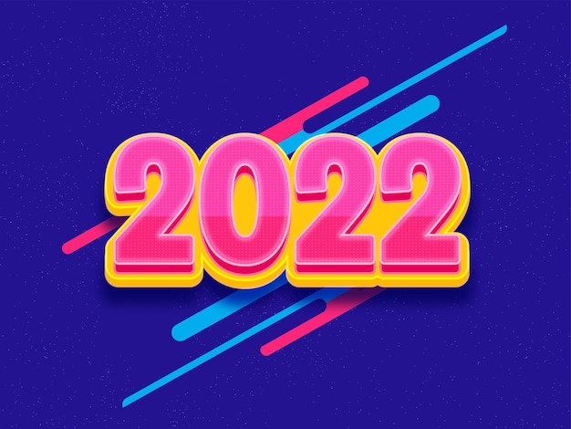 3d render 2022 nummer in gestippeld patroon op blauwe achtergrond voor gelukkig nieuwjaar concept.
