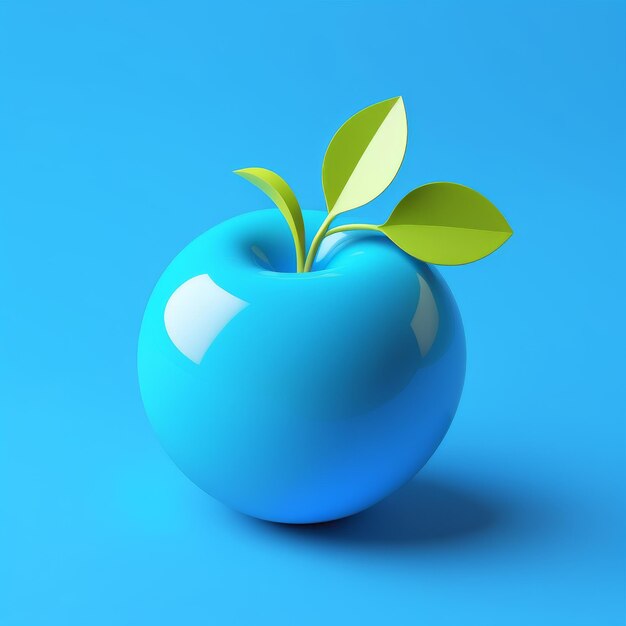 3D render of apple icon isolated on blue 3D render of apple icon isolated on blue