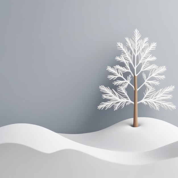 Vettore rendering 3d sullo sfondo natalizio inverno nuovo anno albero di natale neve fiocchi di neve minima wi