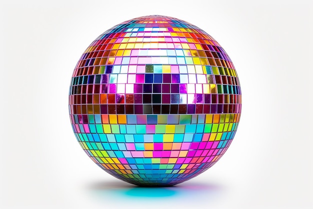 Vector 3d render of color gradient disco ball isolated on white background