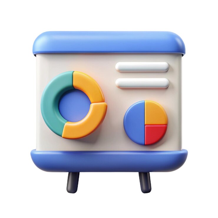 Vector 3d render of colorful pie chart icon on white background