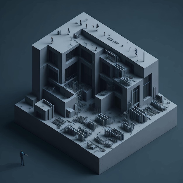 3D render concrete bouwwerkzaamheden in uitvoering vector