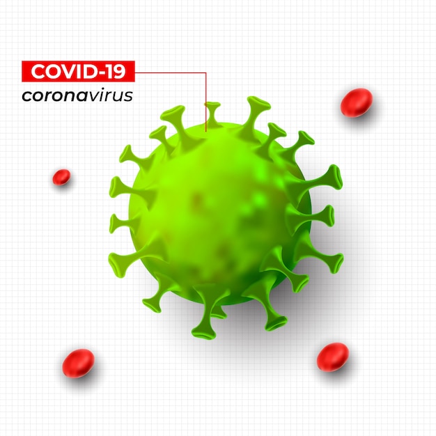 Vector 3d render corona virus. covid-19. corona-virusziekte 2019