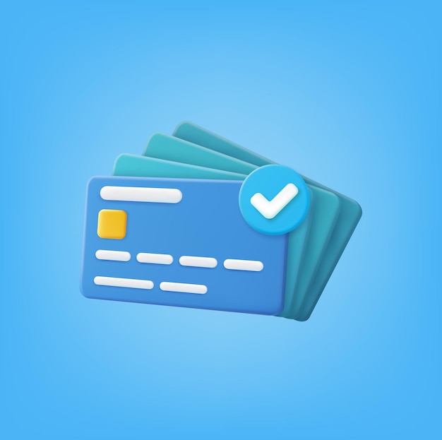 3D render creditcardpictogram voor contactloze betalingen online betalingsconcept Financiële transacties betalingen online bankieren geldoverdrachten Vectorillustratie