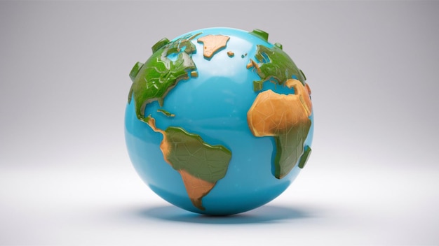 3D render of the Earth planet in a stylized cartoon form