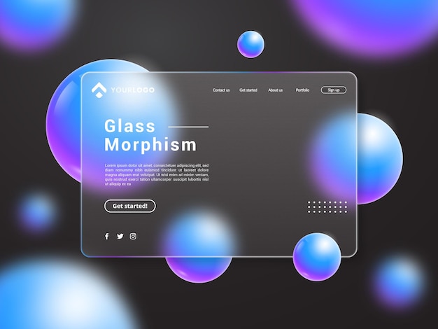 Vector 3d render glassy gradient background modern glass morphism