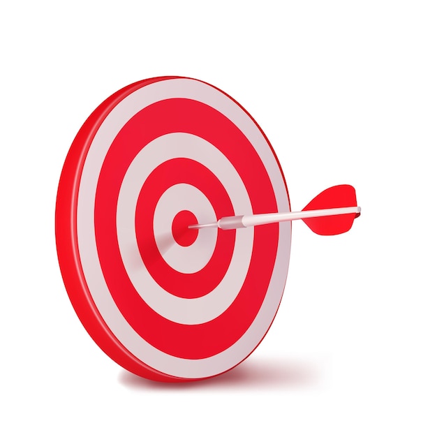 Vector 3d render icon of a target with an arrow market target concept vector illustration