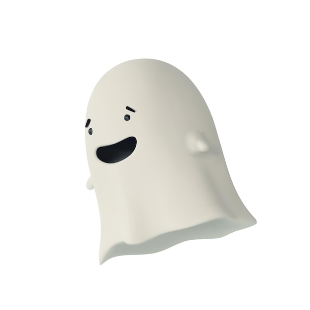 3d render illustratie van schattige vriendelijke ghost happy halloween banner of feestuitnodiging vectorillustratie