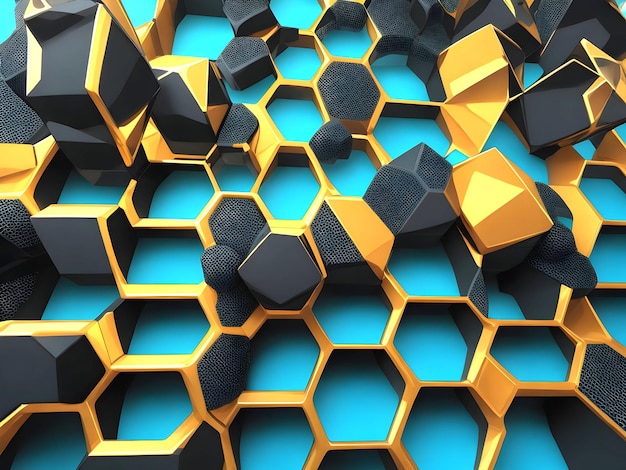 Vettore illustrazione del rendering 3d sfondo futuristico a mosaico a nido d'ape 3d