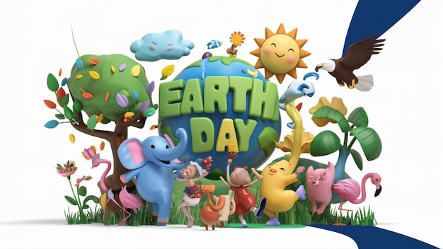 Vettore illustrazione 3d che celebra la giornata della terra