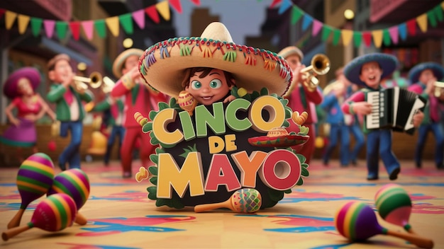 3D render illustration of a Cinco de Mayo celebration