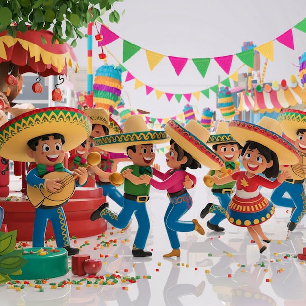 Vettore illustrazione 3d di una celebrazione del cinco de mayo