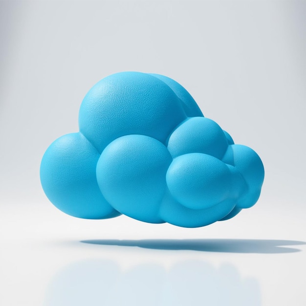 3D render illustration of a large fluffy blue cloud