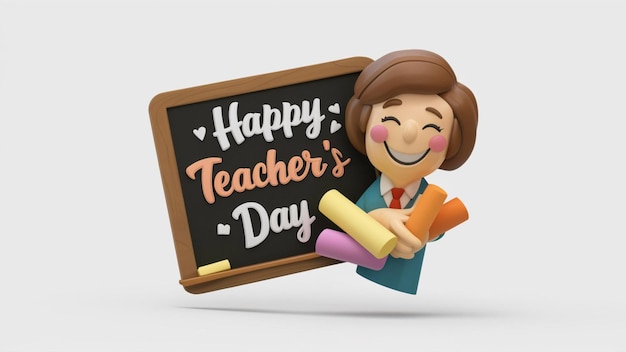 3D render illustration of a Teachers Day card