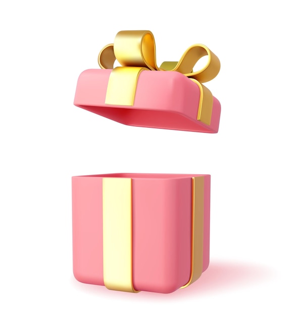 3d-render open cadeau doos geïsoleerd op witte achtergrond vakantie decoratie presenteert feestelijke cadeau verrassing realistisch pictogram voor verjaardag of bruiloft banners vector illustratie