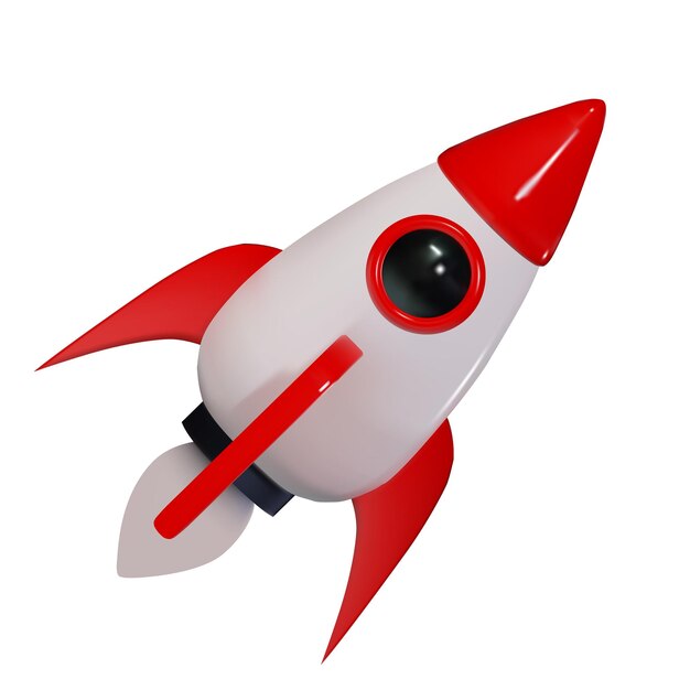 3d визуализация значка ракеты для бизнеса и сми векторная иллюстрация