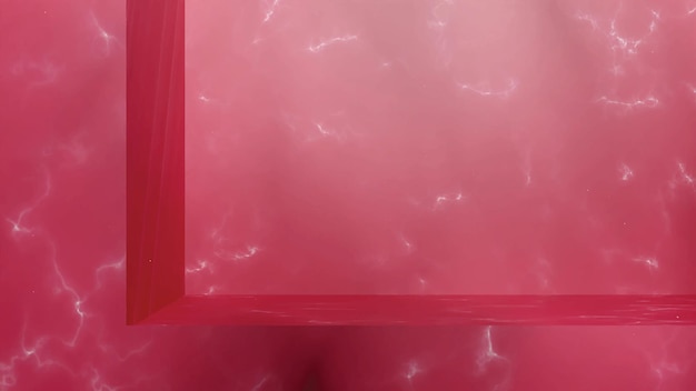 3D визуализация сцены с розовым мраморным фоном и подиумом. Витрина роскошного продукта с каменной текстурой