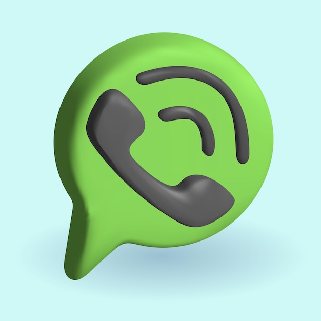 Вектор 3d визуализация речи зеленый пузырь телефон стикер чат