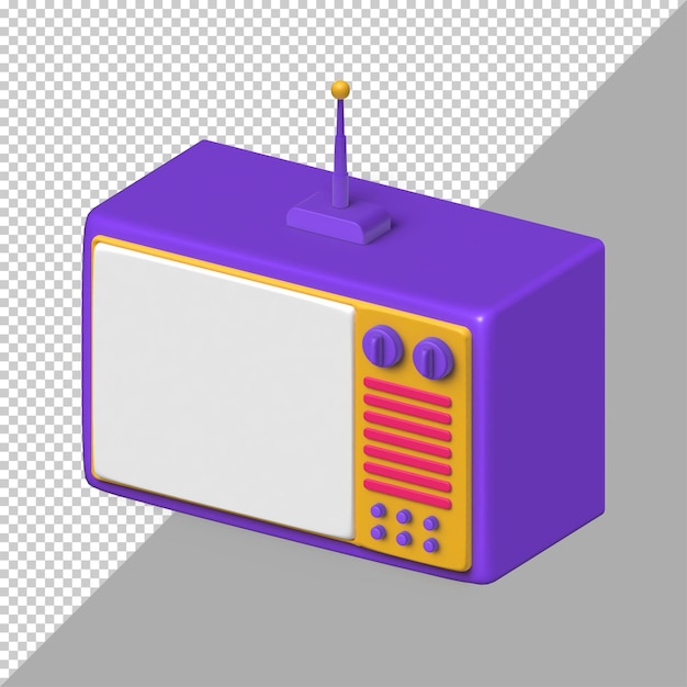 Vettore 3d rende l'icona della televisione basata sul vettore