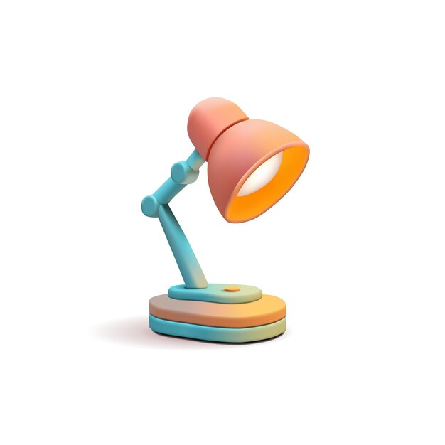 Vector 3d render vector illustration of desk lamp with adjustable body in blue and orange colors