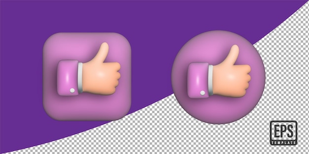 3D render zoals duimen omhoog pictogram 3D-bel zoals knop zoals teken feedback concept op transparante achterkant