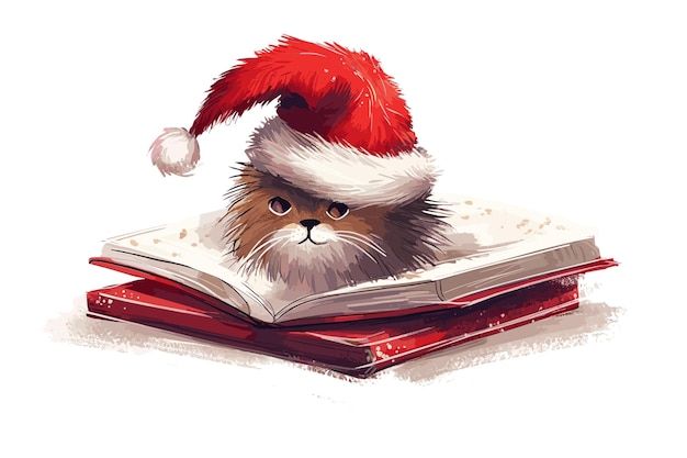 3d rendered illustration of santa claus with books pile