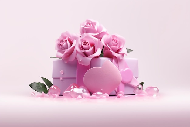 Vettore 3d rendering colore rosa sfondo cuore 3d renederd sfondo di san valentino