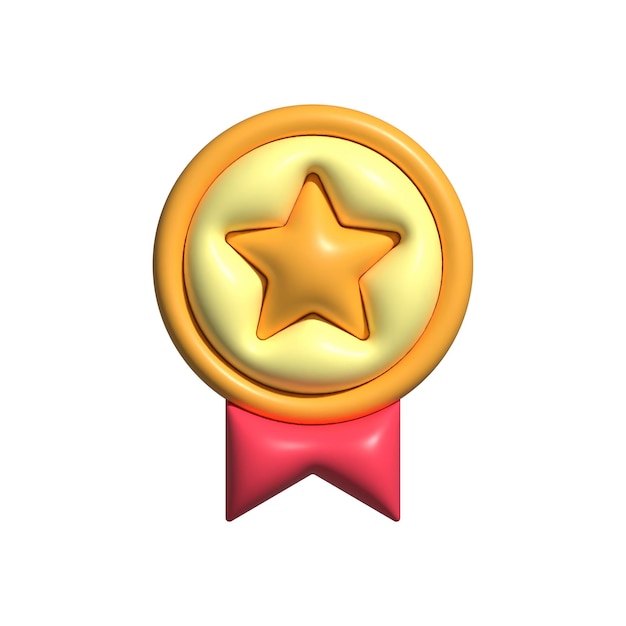 3d rendered shiny medal reward badge