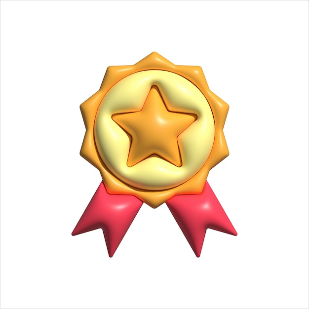 3d rendered shiny medal reward badge