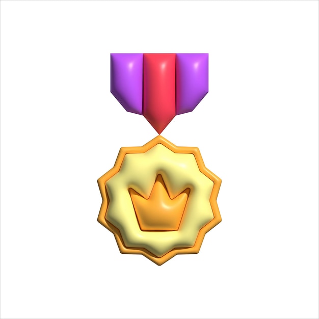 3d rendered shiny medal reward badge