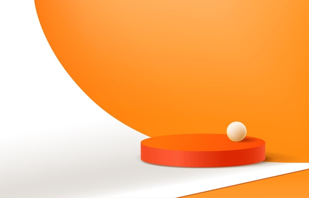 3d rendering Abstract minimal orange color stage for product display present background