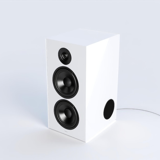 3D rendering of black and white speakers on white background studio 3D rendering of black and