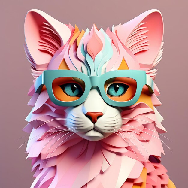 3d rendering of cat with geometric shapes 3d rendering of cat with geometric shapes