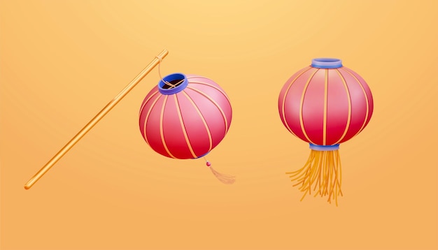 3D rendering Chinese lanterns