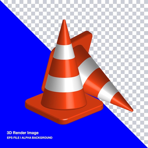 3d rendering under contruction with traffic cones