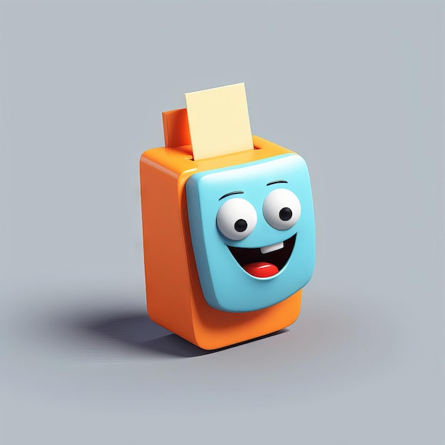 3d rendering of cute orange cube with empty white box on white background concept of education