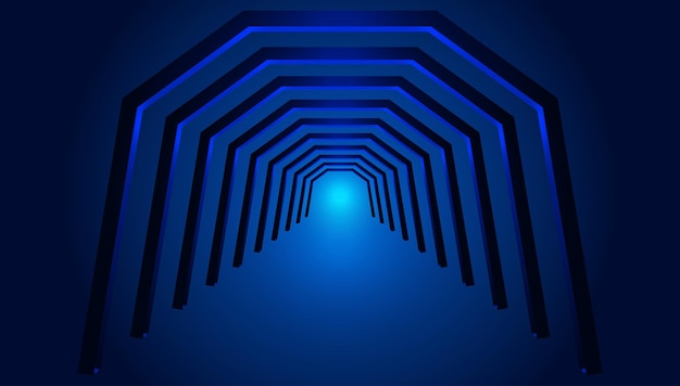 3D rendering futuristic blue corridor passage space