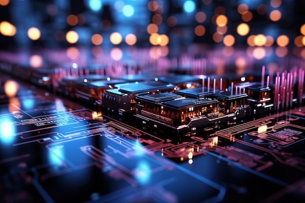 Vector 3d rendering futuristische blauwe circuitboard achtergrond illustratie