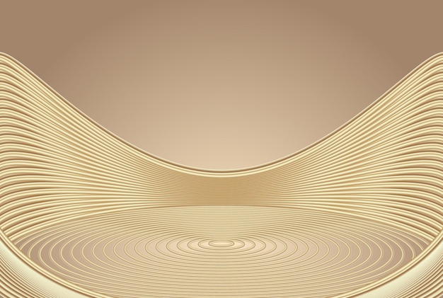 3D rendering gold creative modern curved display exhibition space background