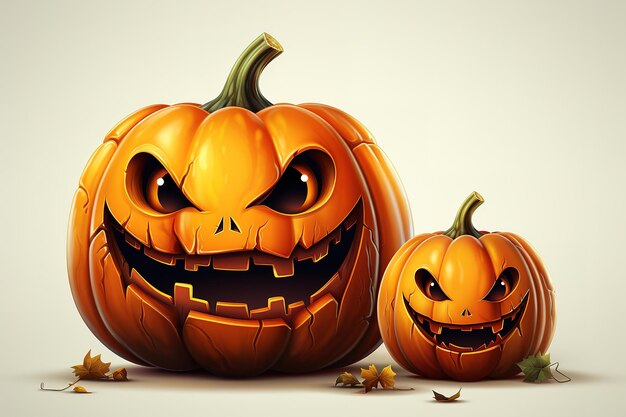 3d rendering halloween pumpkin head jack lantern isolated on white background