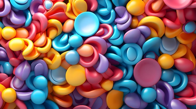 3d rendering of a lot of colorful candy in the shape of a circle