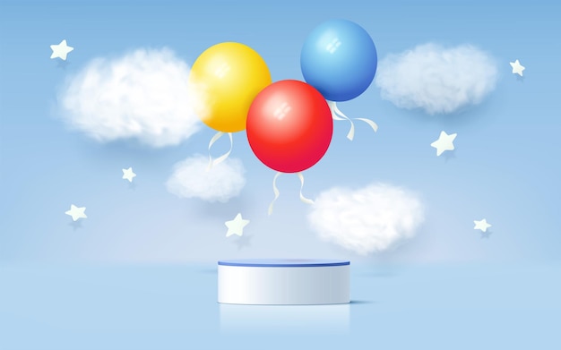 3d rendering podium and cloud scene.