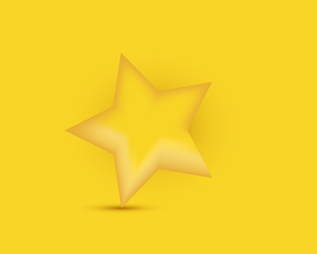 Vector 3d rendering star design icon vector concept isolated on yellow color