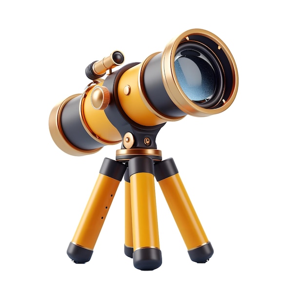 Vector 3d rendering telescope isolated on white background