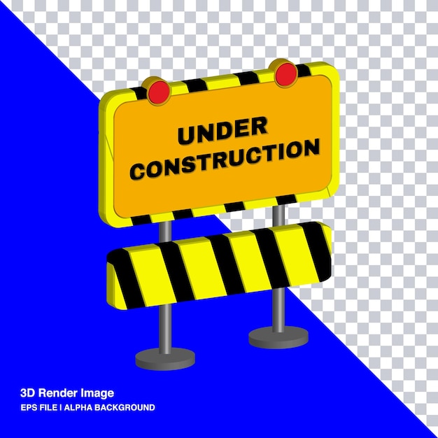 3d rendering of traffic sign under construction