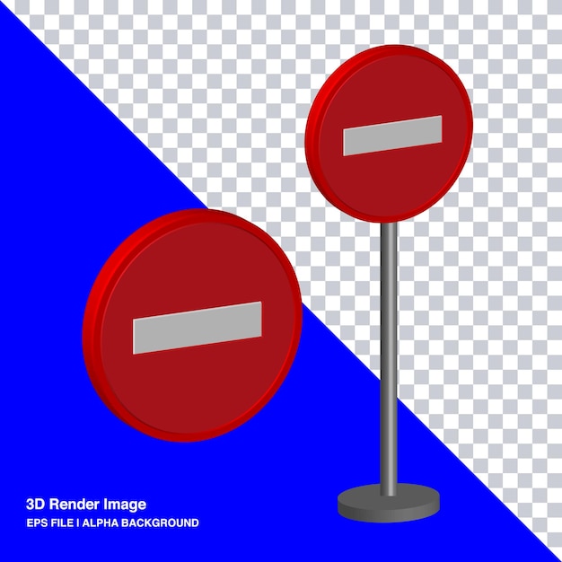 3d rendering of traffic sign, no entry