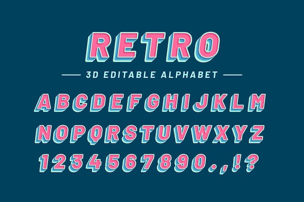 3d retro alfabet