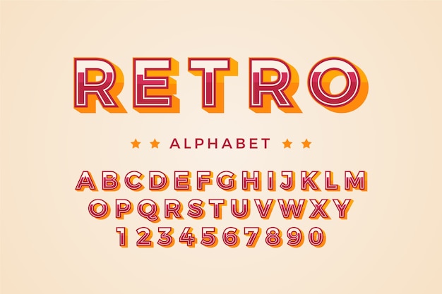 3d retro alfabet