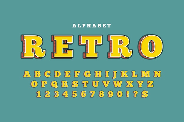 3d retro alphabet concept