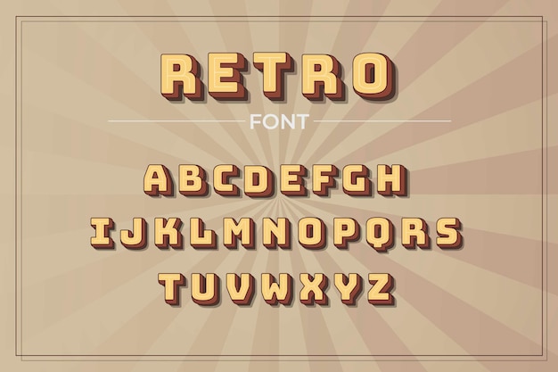 Vector 3d retro alphabet pack